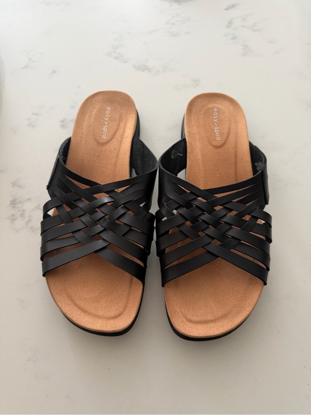 Easy Spirit Black Woven Slide Sandals 11W